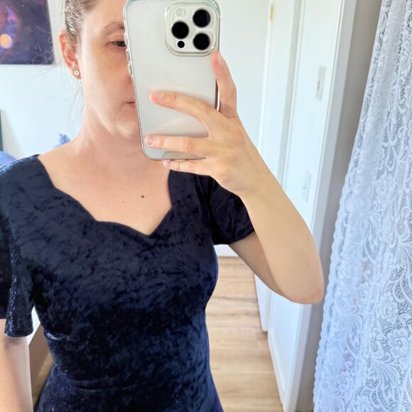 Vintage Vittoria Virini Velvet Maxi Dress Blue Fit and Flare Whimisigoth Witchy - Picture 2 of 8